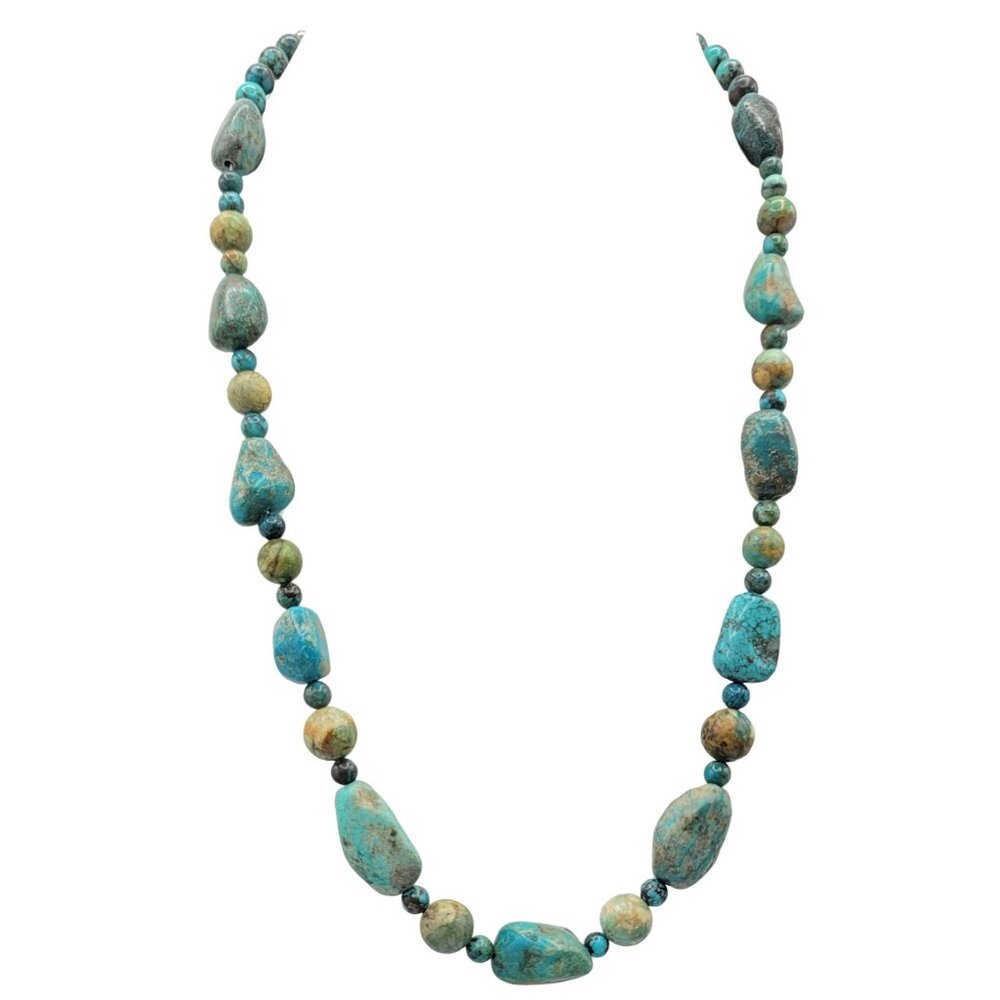 Desert Rose Trading DRT Sterling Silver Turquoise Beaded Necklace, 21" Long